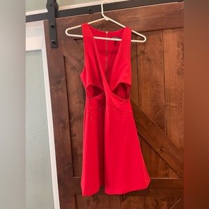 Red Express dress with cutout details